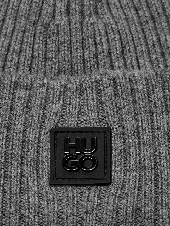 Bonnet en laine à logo métallique xola gris homme - Hugo