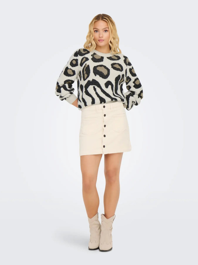 Pull en maille à motif léopard jdylorraine beige femme - JDY