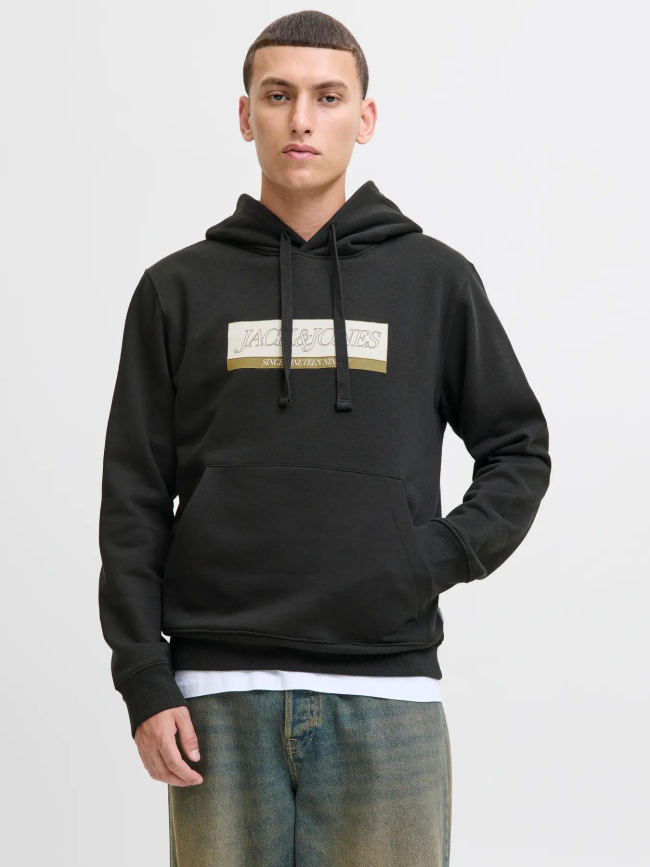 Sweat à capuche jorinwood noir homme - Jack & Jones