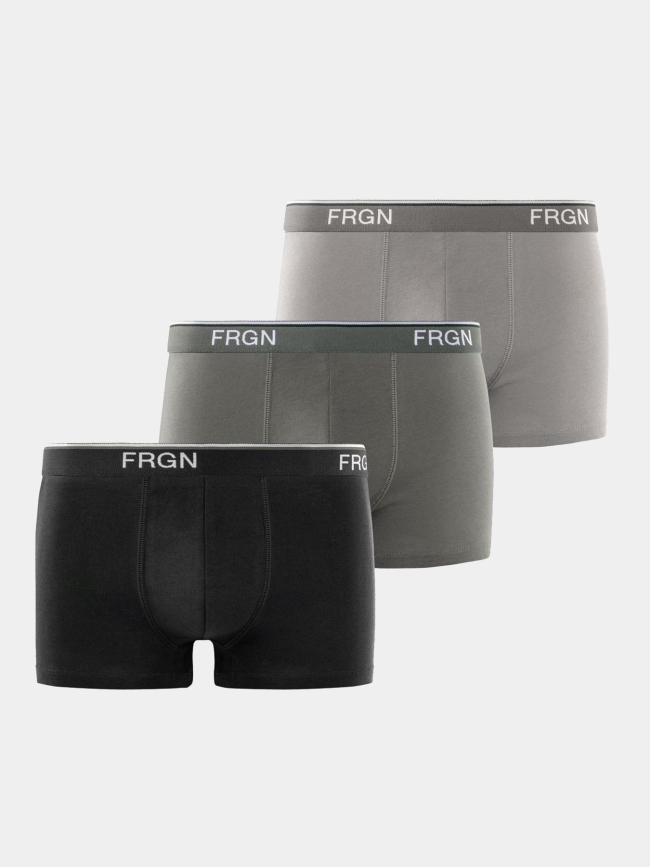 Pack de 3 boxers en coton noir gris et kaki homme - Freegun