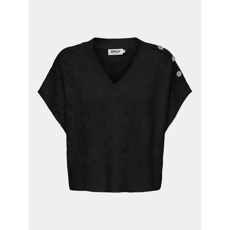Pull col v sans manche melody noir femme - Only