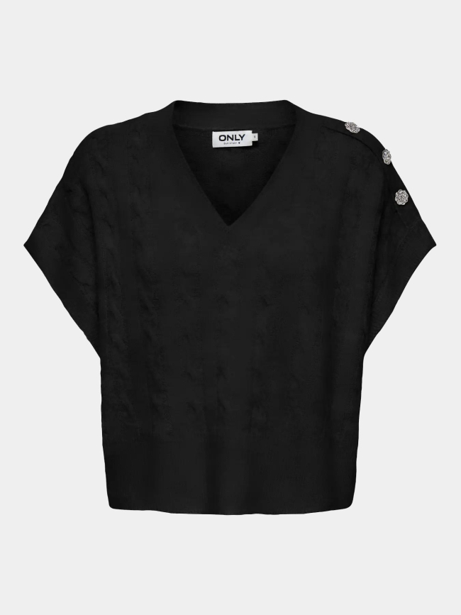 Pull col v sans manche melody noir femme - Only