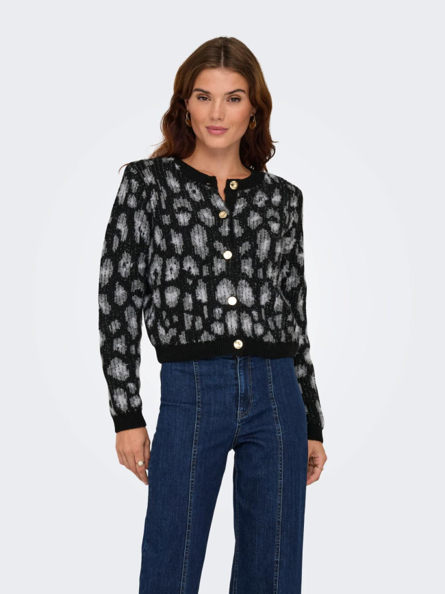 Gilet cardigan sybille noir gris femme - Only