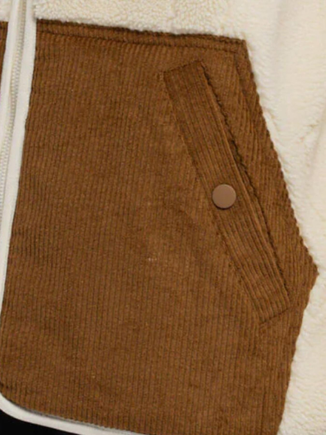 Blouson sherpa zippé b-shyra beige et marron femme - Teddy Smith