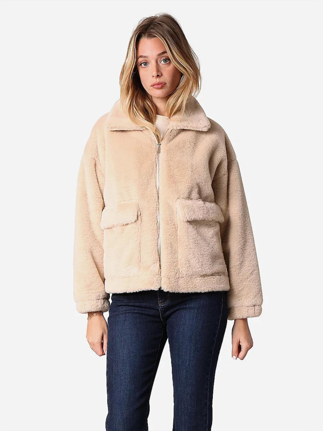 Veste fausse fourrure rusalka beige femme - Deeluxe