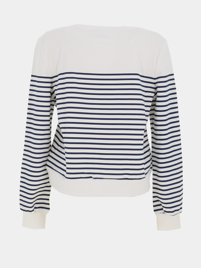 Sweat rayé à col rond onlbline blanc et bleu femme - Only