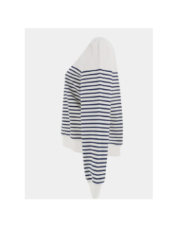 Sweat rayé à col rond onlbline blanc et bleu femme - Only
