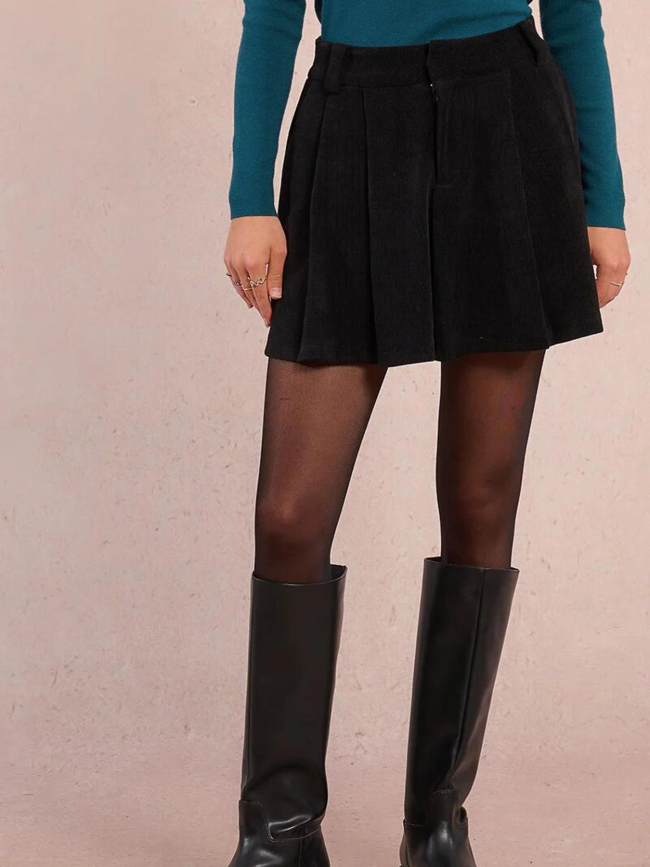 Jupe short velours côtelé noir femme - Molly Bracken