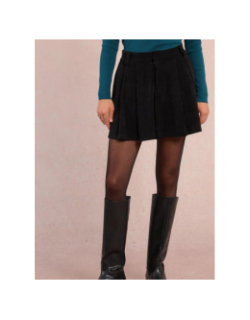 Jupe short velours côtelé noir femme - Molly Bracken
