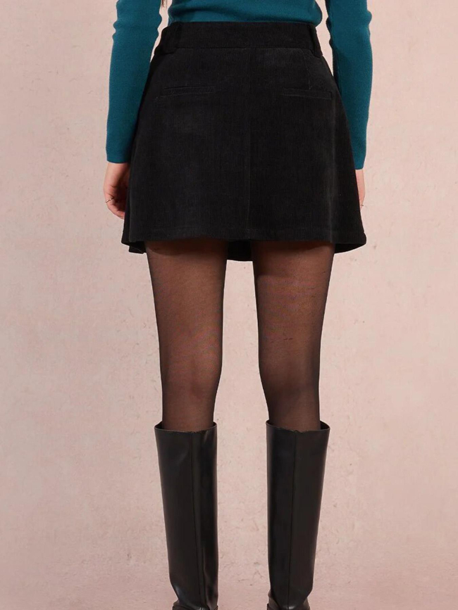 Jupe short velours côtelé noir femme - Molly Bracken