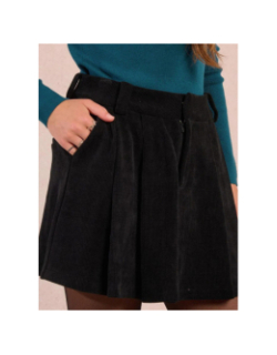 Jupe short velours côtelé noir femme - Molly Bracken