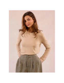 Pull fin à perles beige femme - Molly Bracken