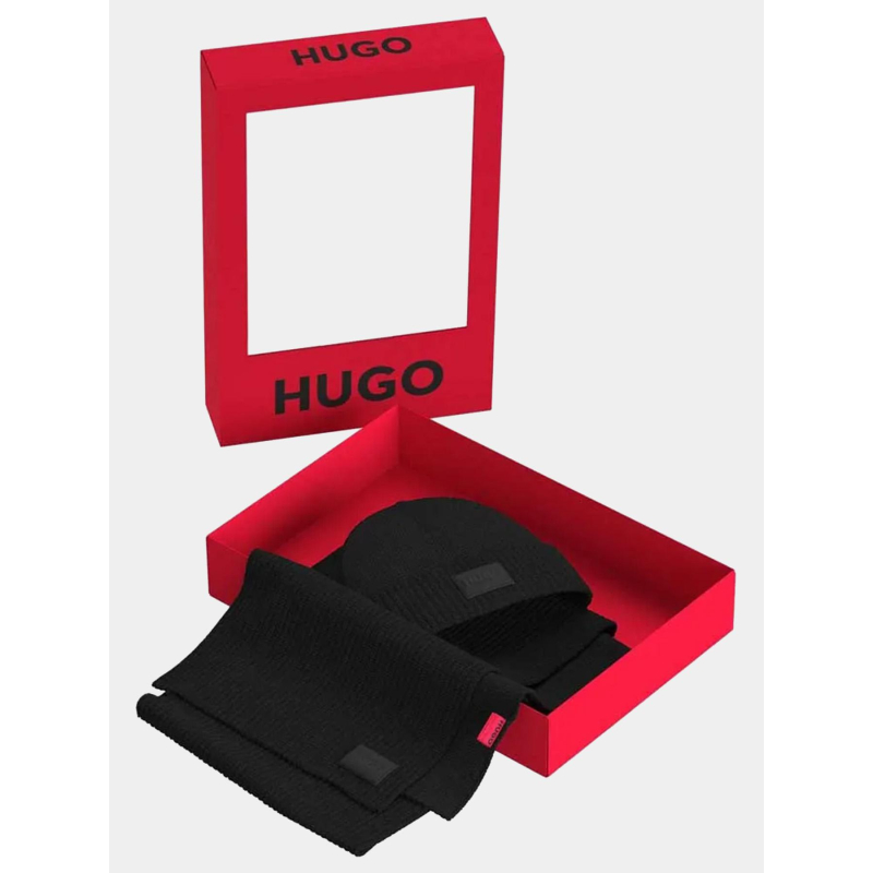 Coffret cadeau écharpe et bonnet zago noir homme - Hugo