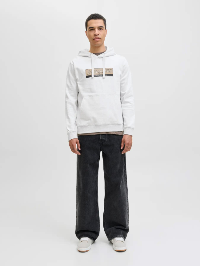 Sweat à capuche jorinwood chiné blanc homme - Jack & Jones