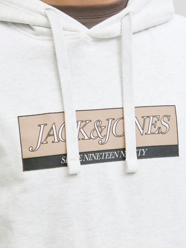 Sweat à capuche jorinwood chiné blanc homme - Jack & Jones