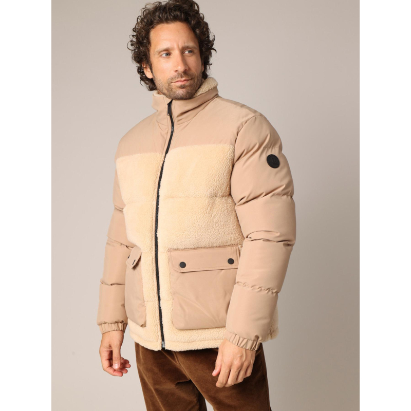 Doudoune sherpa cambri beige homme - Deeluxe
