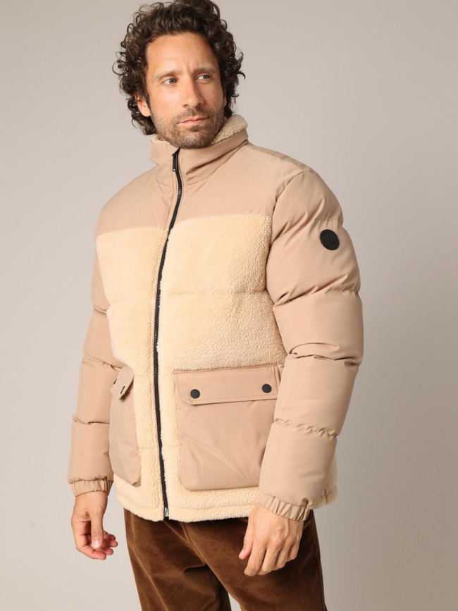 Doudoune sherpa cambri beige homme - Deeluxe