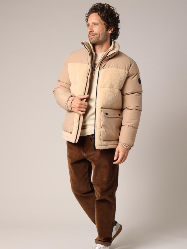 Doudoune sherpa cambri beige homme - Deeluxe