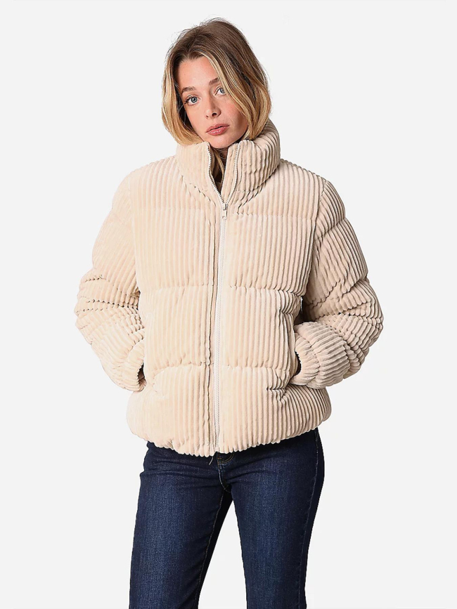 Doudoune velours côtelé noelia beige femme - Deeluxe