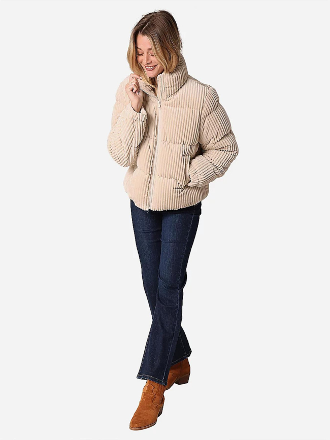 Doudoune velours côtelé noelia beige femme - Deeluxe