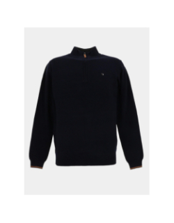Pull col zippé floxtopo bleu marine homme - Benson & Cherry