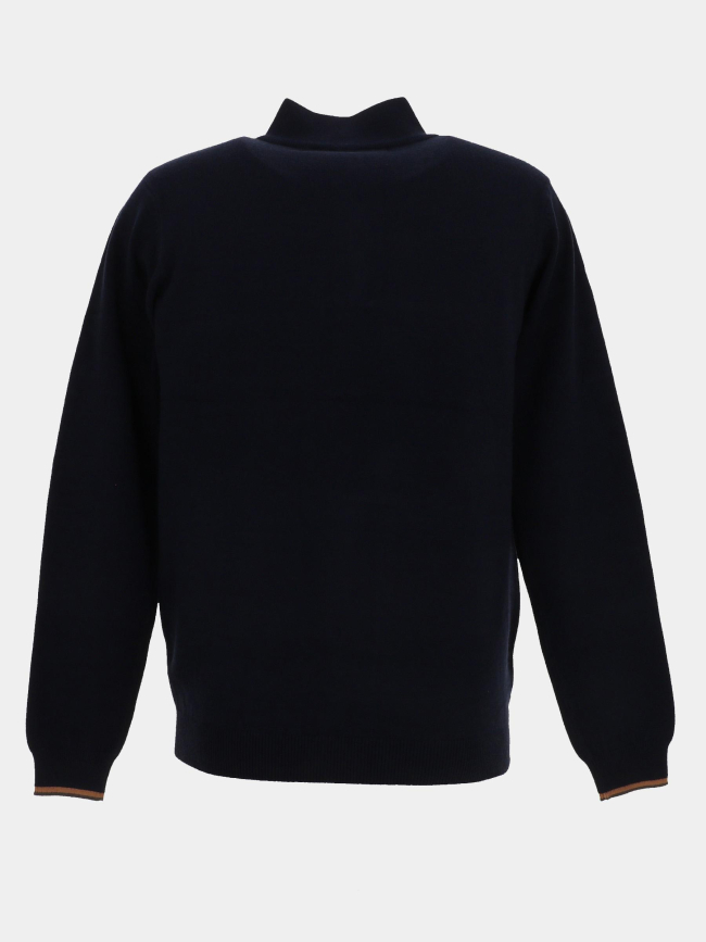 Pull col zippé floxtopo bleu marine homme - Benson & Cherry
