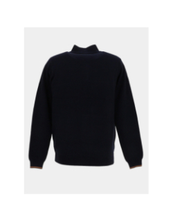 Pull col zippé floxtopo bleu marine homme - Benson & Cherry