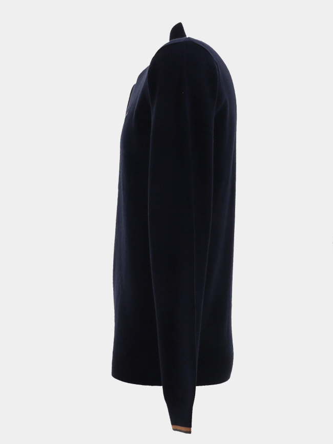Pull col zippé floxtopo bleu marine homme - Benson & Cherry