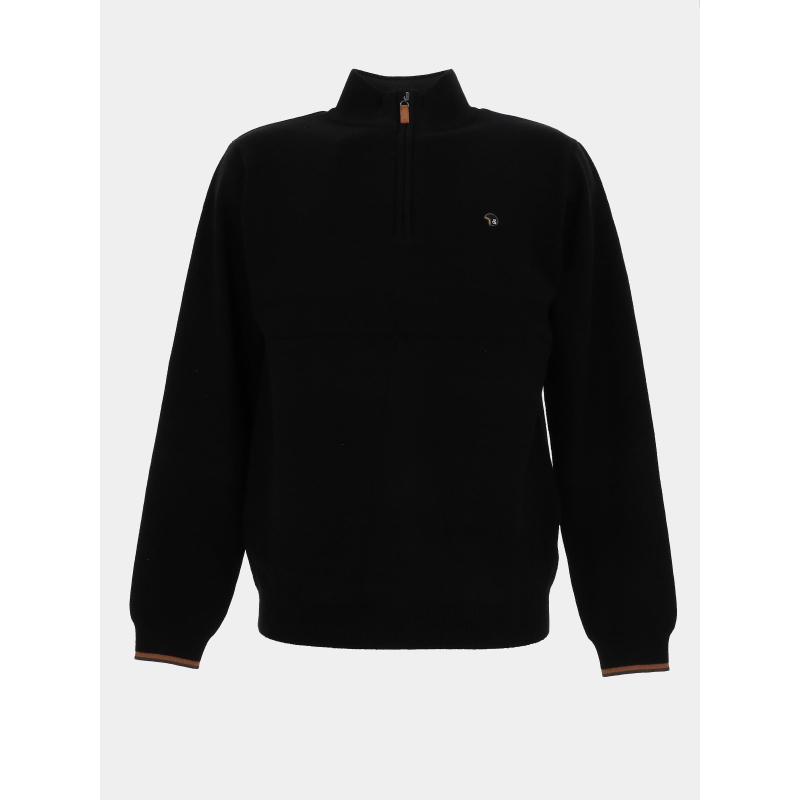 Pull col zippé floxtopo noir homme - Benson & Cherry