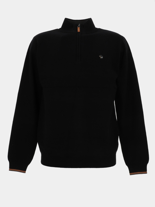 Pull col zippé floxtopo noir homme - Benson & Cherry