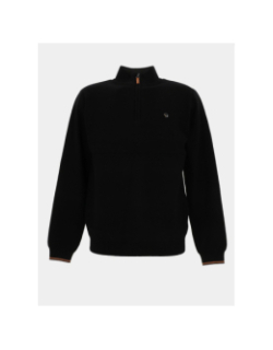Pull col zippé floxtopo noir homme - Benson & Cherry