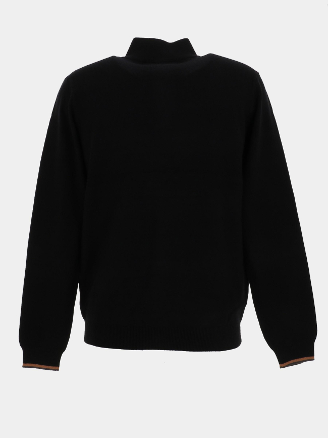 Pull col zippé floxtopo noir homme - Benson & Cherry