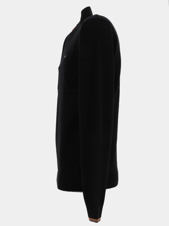 Pull col zippé floxtopo noir homme - Benson & Cherry