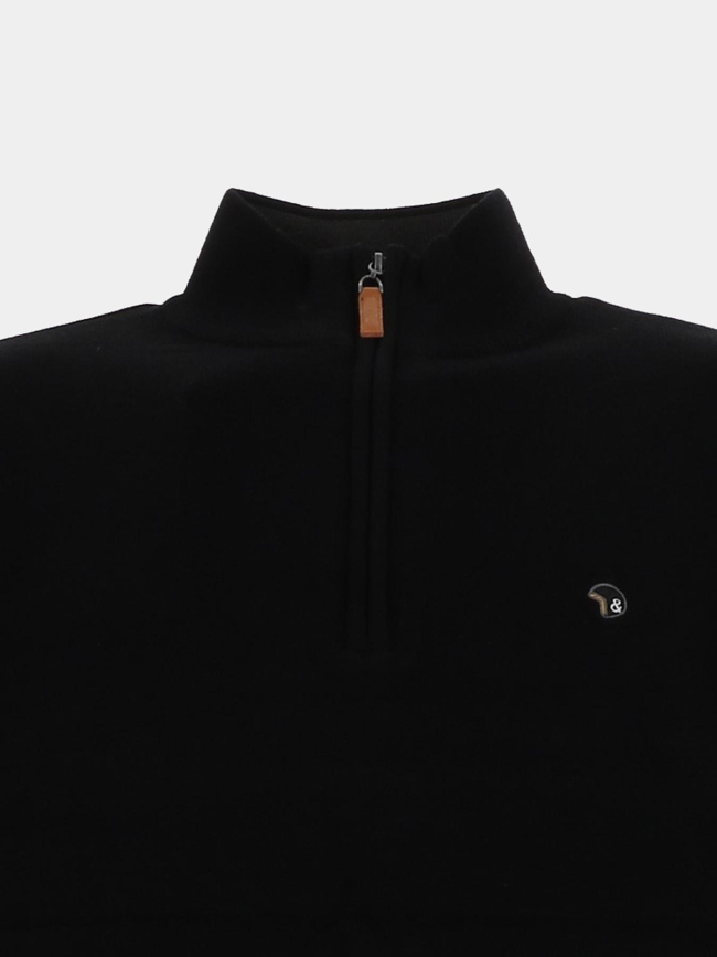 Pull col zippé floxtopo noir homme - Benson & Cherry