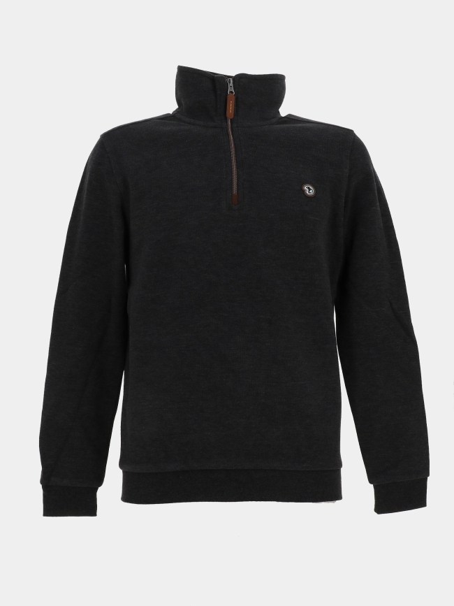 Sweat col zippé mojito gris anthracite homme - Benson & Cherry