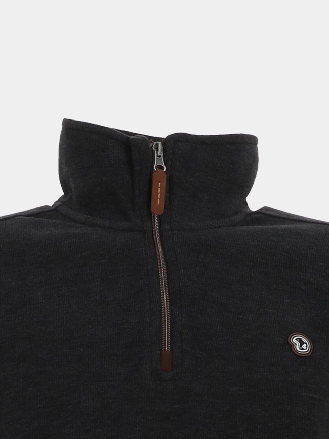 Sweat col zippé mojito gris anthracite homme - Benson & Cherry