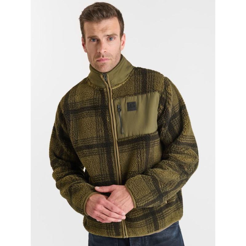Veste polaire à carreaux ceral kaki homme - Le Temps Des Cerises