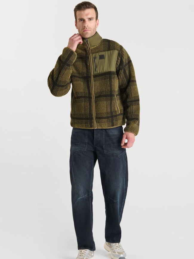 Veste polaire à carreaux ceral kaki homme - Le Temps Des Cerises