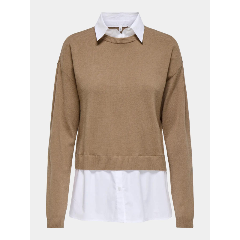 Pull payson mix marron blanc femme - Only