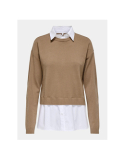 Pull payson mix marron blanc femme - Only