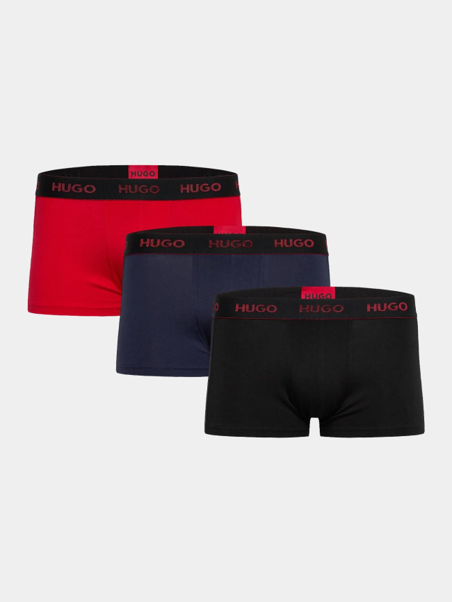 Pack de 3 boxers en coton stretch noir et rouge homme - Hugo
