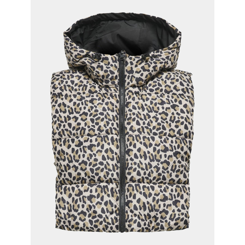 Capuche zippée réversible léopard noir femme - Only