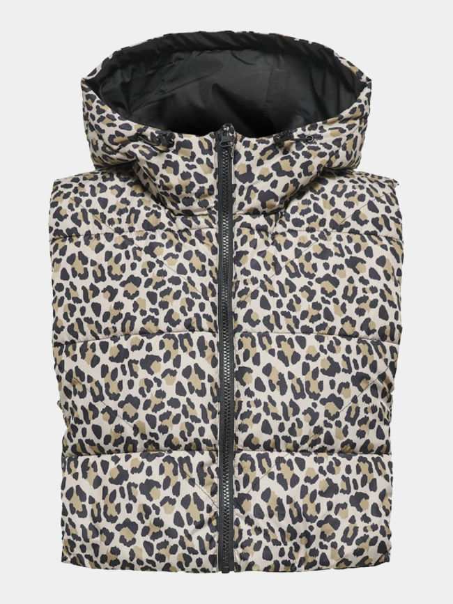 Capuche zippée réversible léopard noir femme - Only