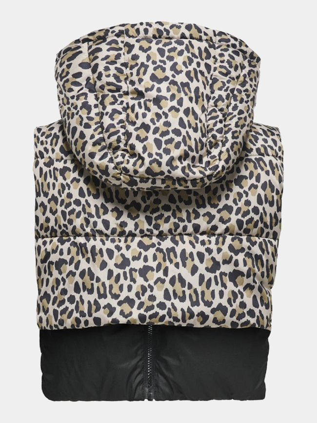 Capuche zippée réversible léopard noir femme - Only