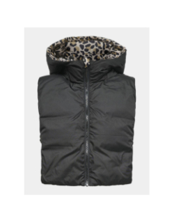 Capuche zippée réversible léopard noir femme - Only