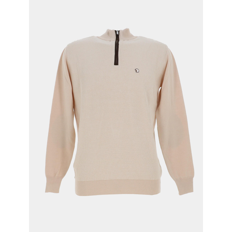 Pull col zippé fraction beige homme - Benson & Cherry