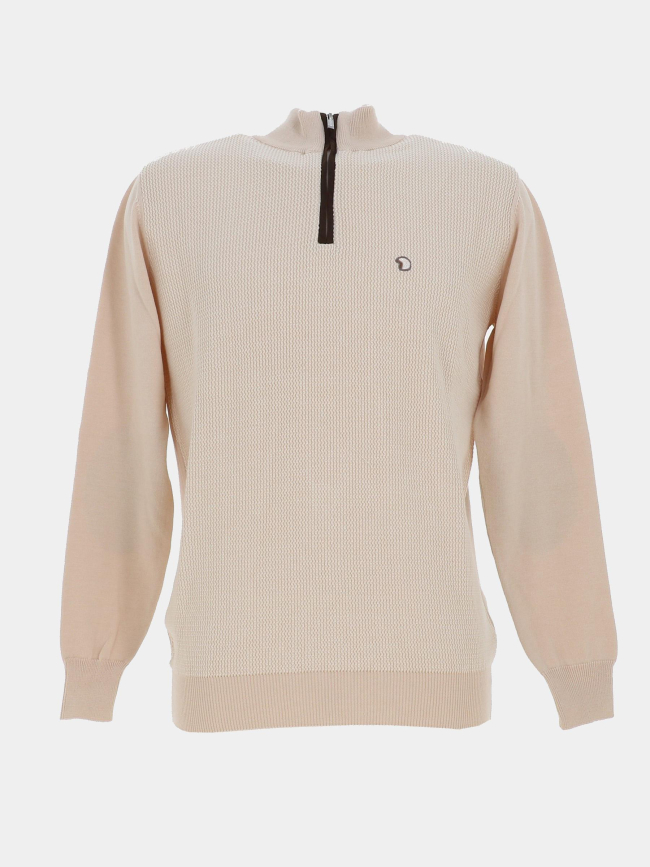 Pull col zippé fraction beige homme - Benson & Cherry