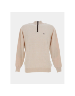 Pull col zippé fraction beige homme - Benson & Cherry