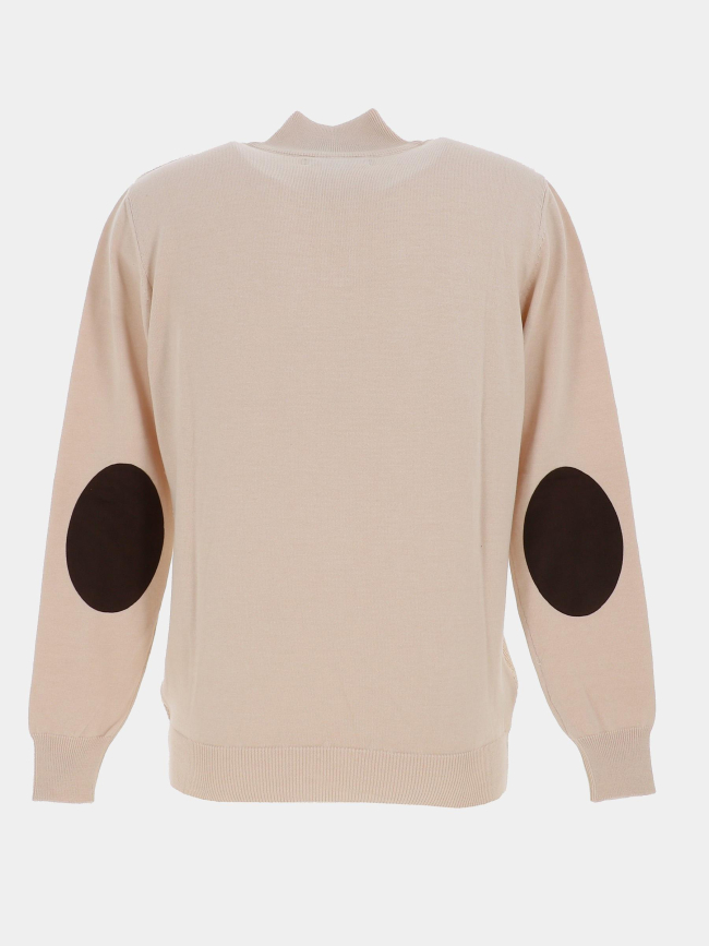 Pull col zippé fraction beige homme - Benson & Cherry