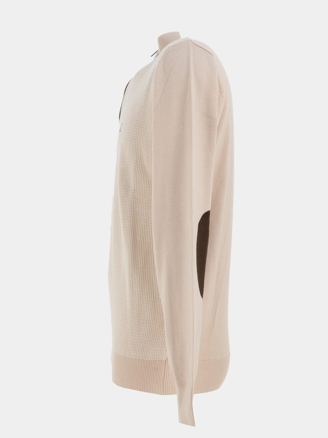Pull col zippé fraction beige homme - Benson & Cherry